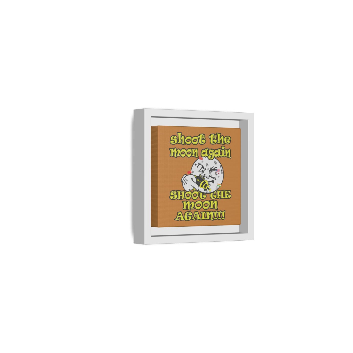 shoot the moon again - framed canvas art (light brown)