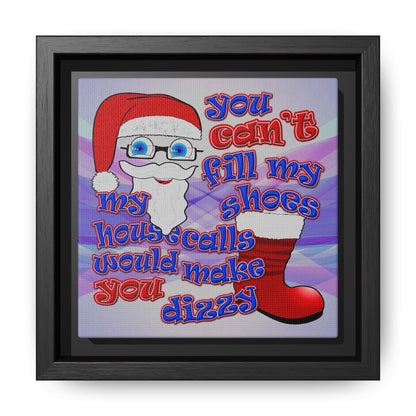 santa's shoes - framed canvas art (light blue-pink wave)