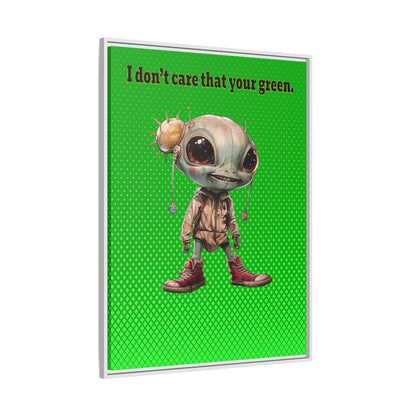 I don't care that your green - framed canvas art (logo green)