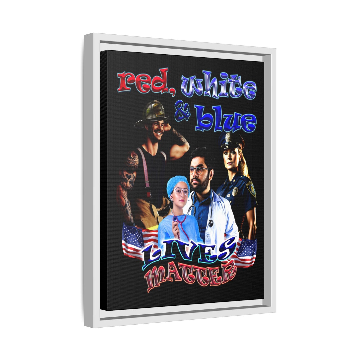 rw&b lives matter - framed canvas art (black)