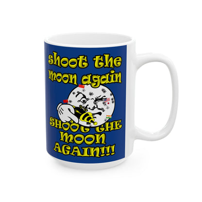 shoot the moon again - White Mug (dark blue)