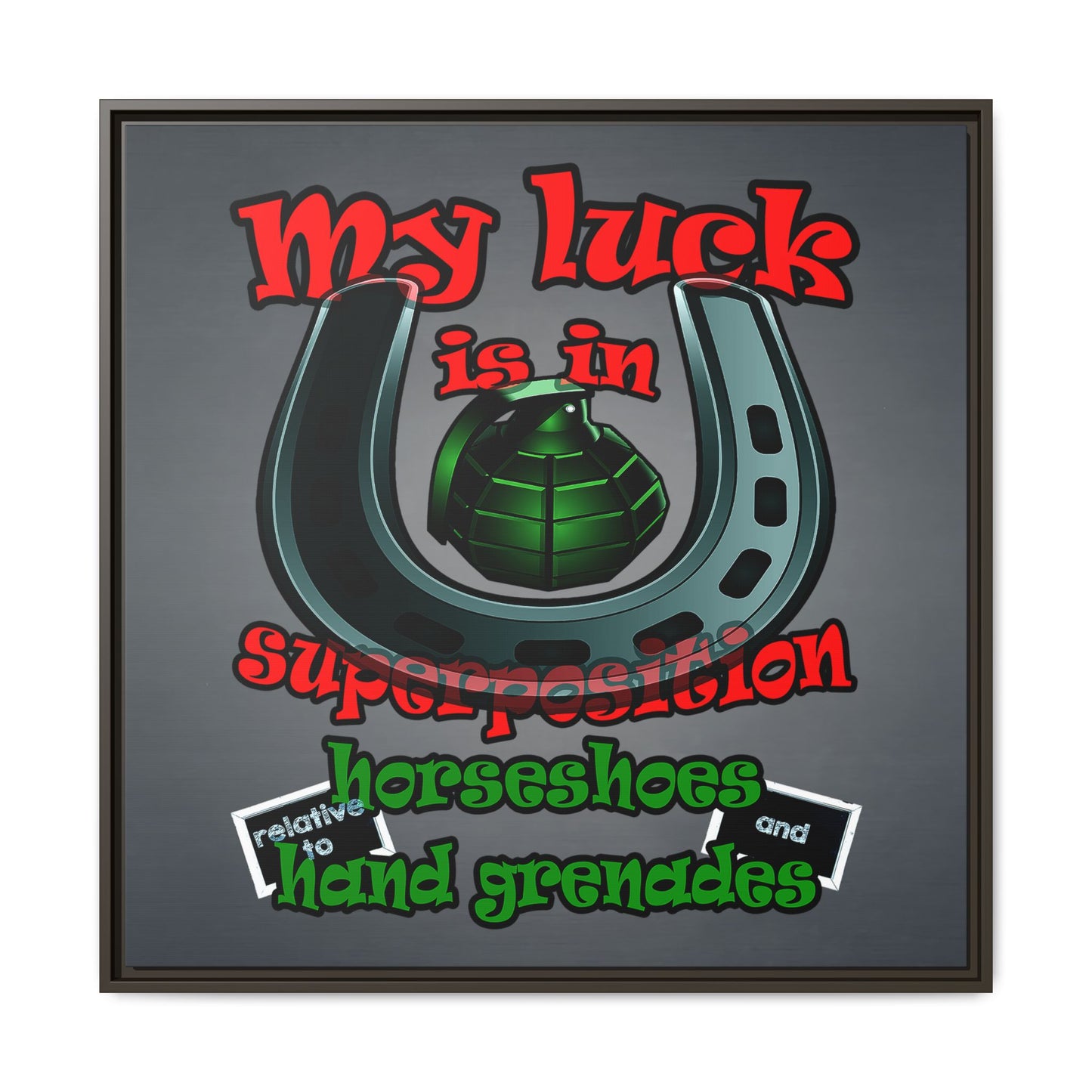 my luck - framed canvas art (grey-light grey)