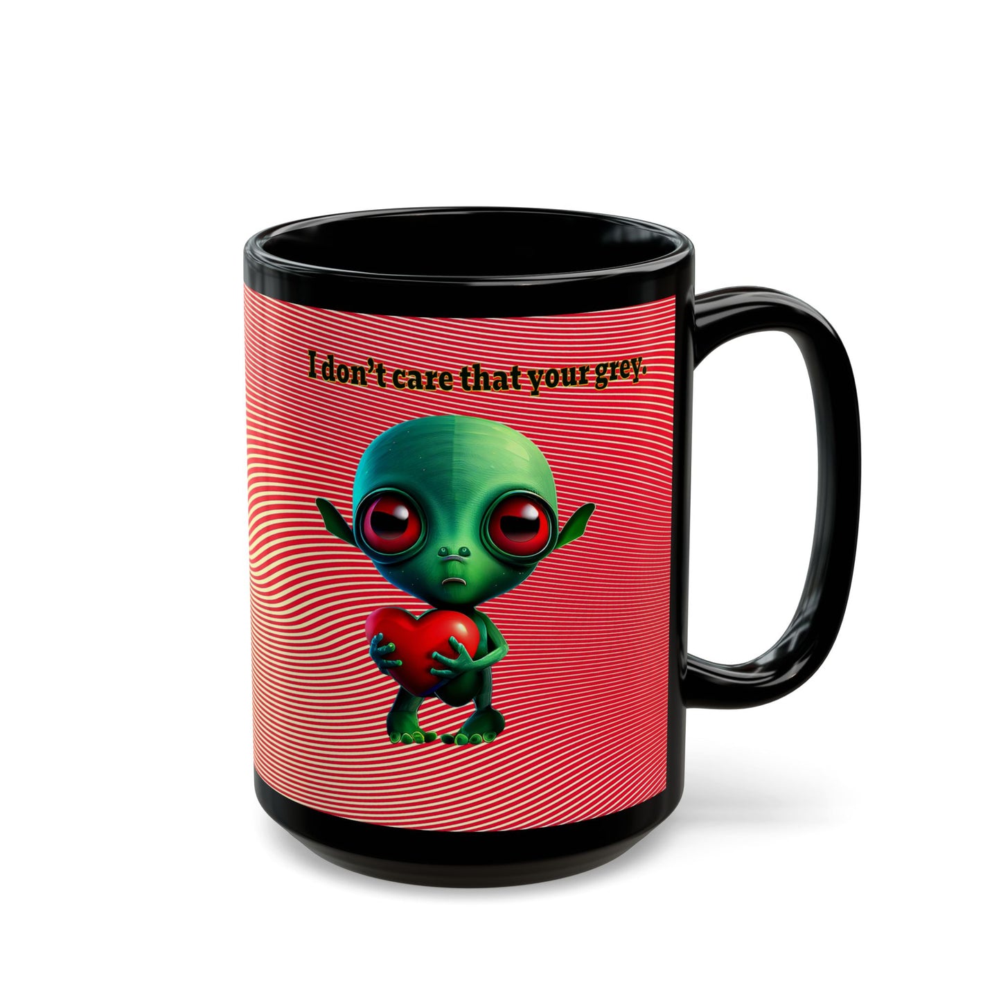 I don't care that your grey - Black Mug (yellow-orange wave)