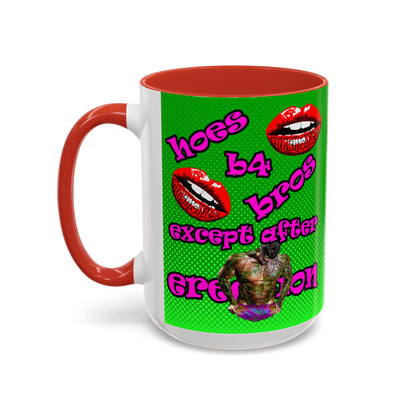 hoes b4 bros - Accent Mug (logo green)