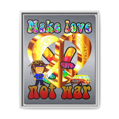 love peace - framed canvas art (brushed nickel)