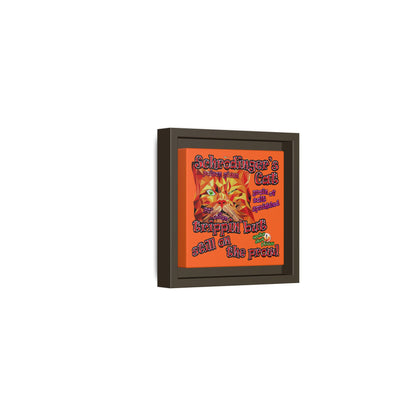 schrodinger's cat - framed canvas art (orange)