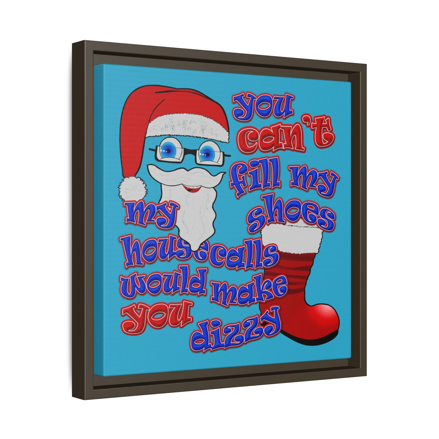 santa's shoes - framed canvas art (turquoise)