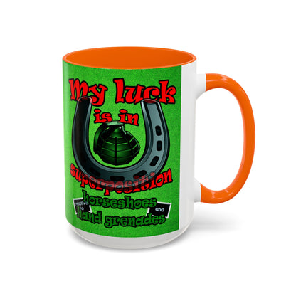 my luck - Accent Mug (green turf)