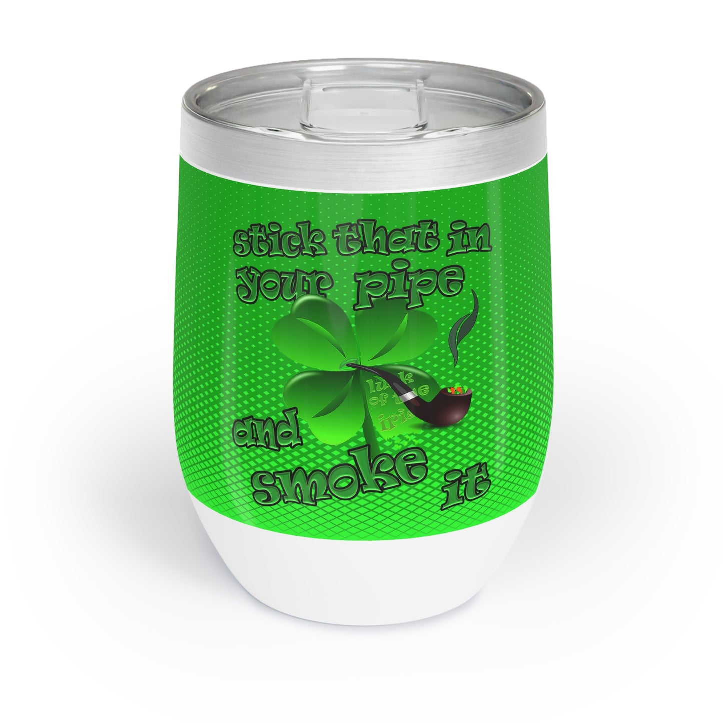 celtics logo - Chill Wine Tumbler (logo green)