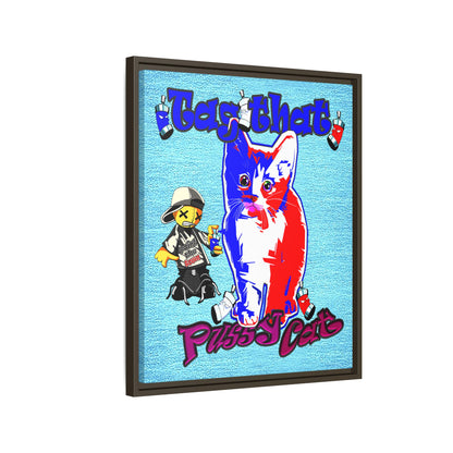tag that - framed canvas art (faded blue)