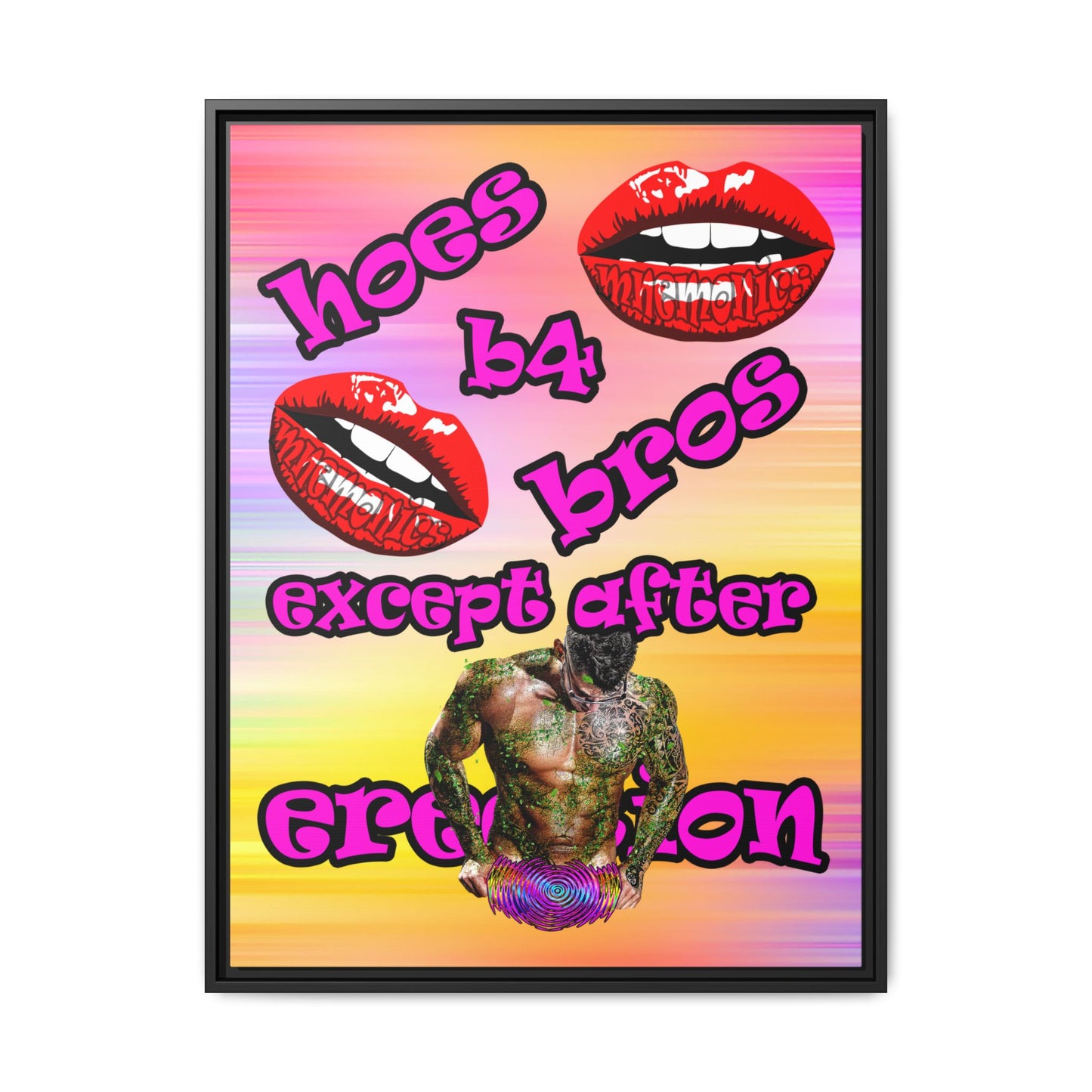 hoes b4 bros - framed canvas art (color blur)