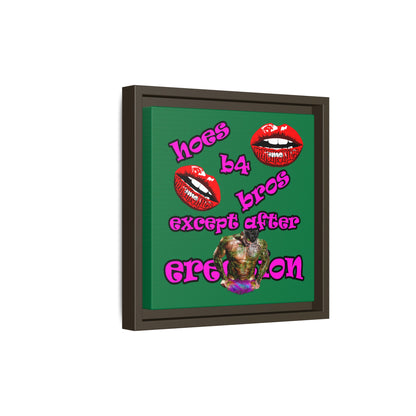 hoes b4 bros - framed canvas art (dark green)