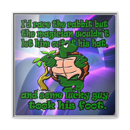 turtle race - framed canvas art (grey-pink wave)