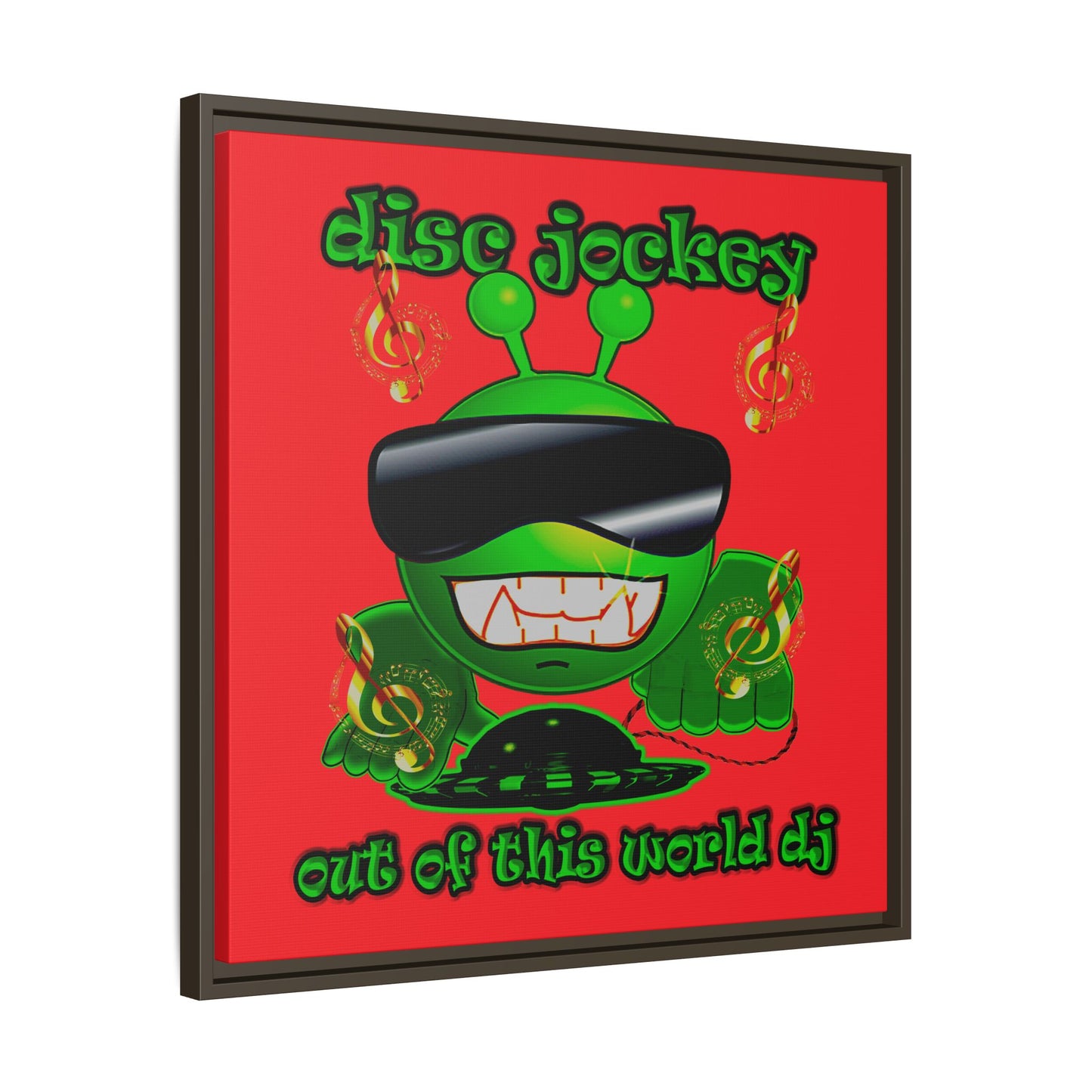 disc jockey - framed canvas art (red)
