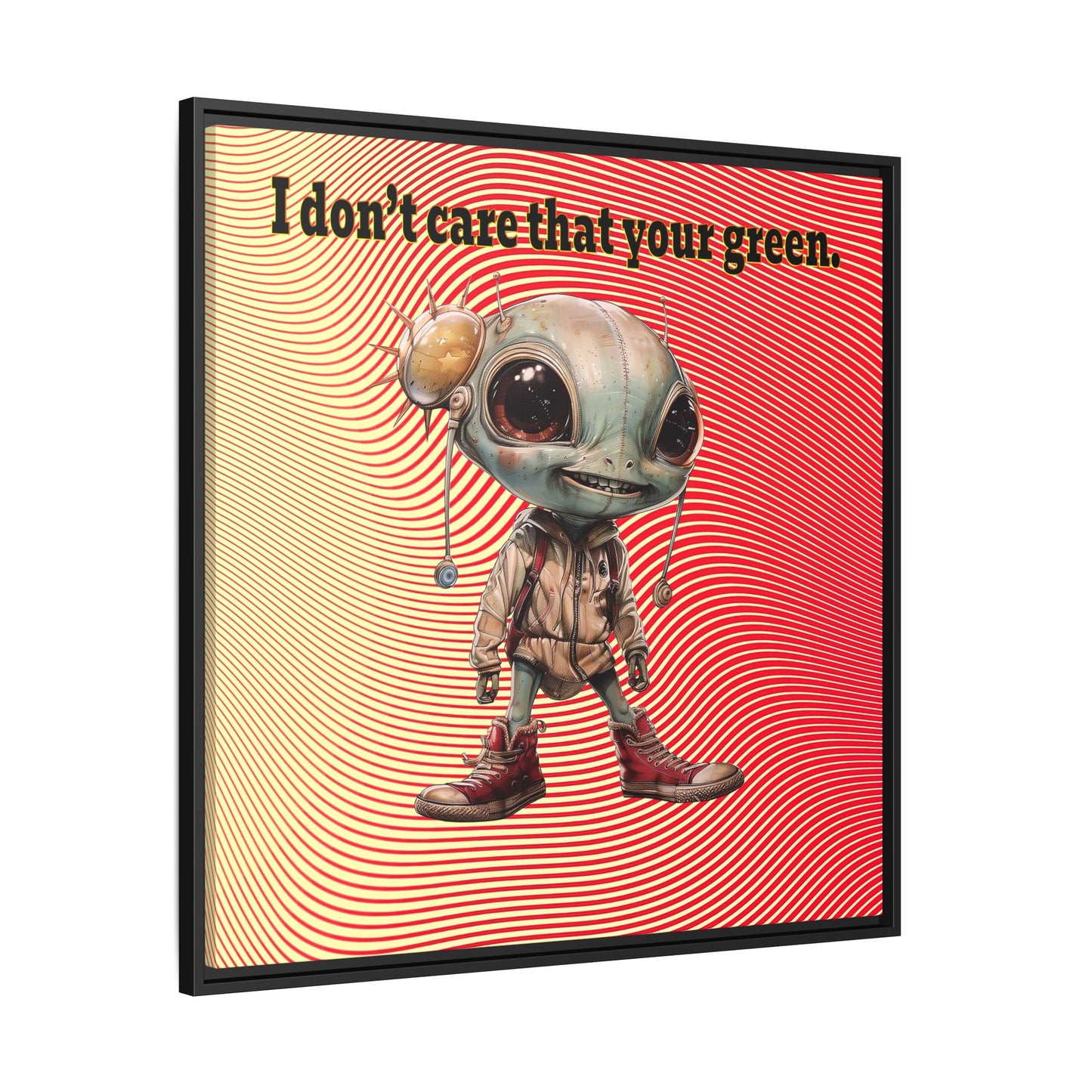 I don't care that your green - framed canvas art (yellow-orange wave)
