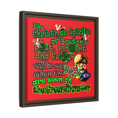 christmas spirits of boston - framed canvas art (red)