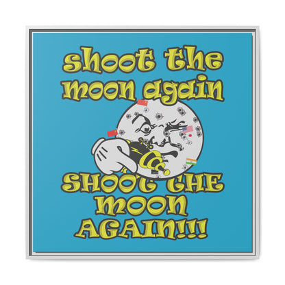 shoot the moon again - framed canvas art (turquoise)