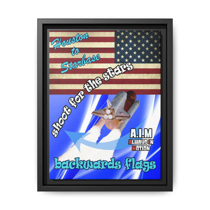 shoot for the stars - framed canvas art (blue-white wave)