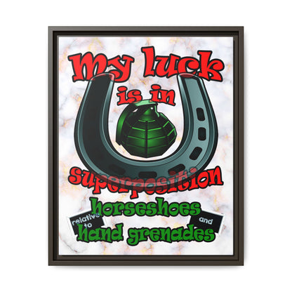 my luck - framed canvas art (white marble)