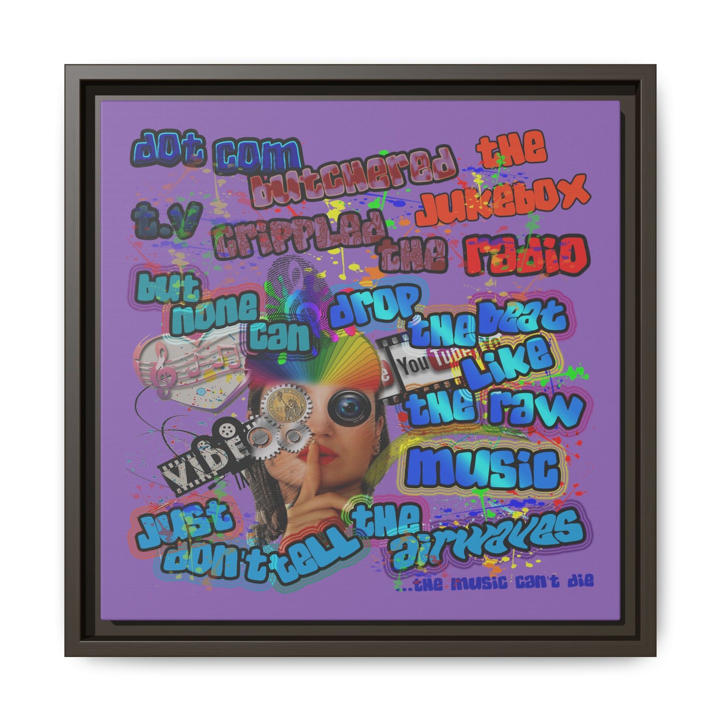 drop the beat - framed canvas art (light purple)