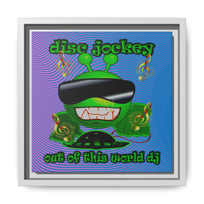 disc jockey - framed canvas art (light blue-purple wave)