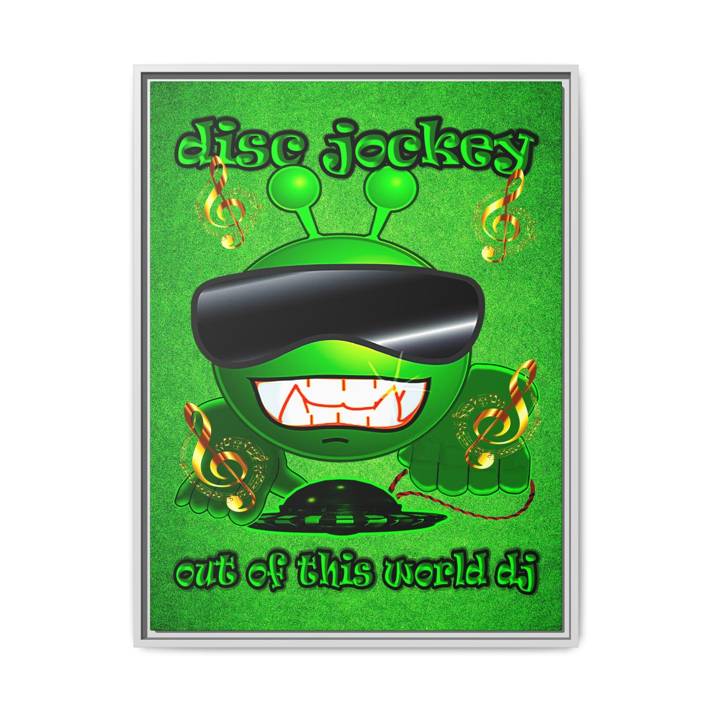 disc jockey - framed canvas art (green turf)