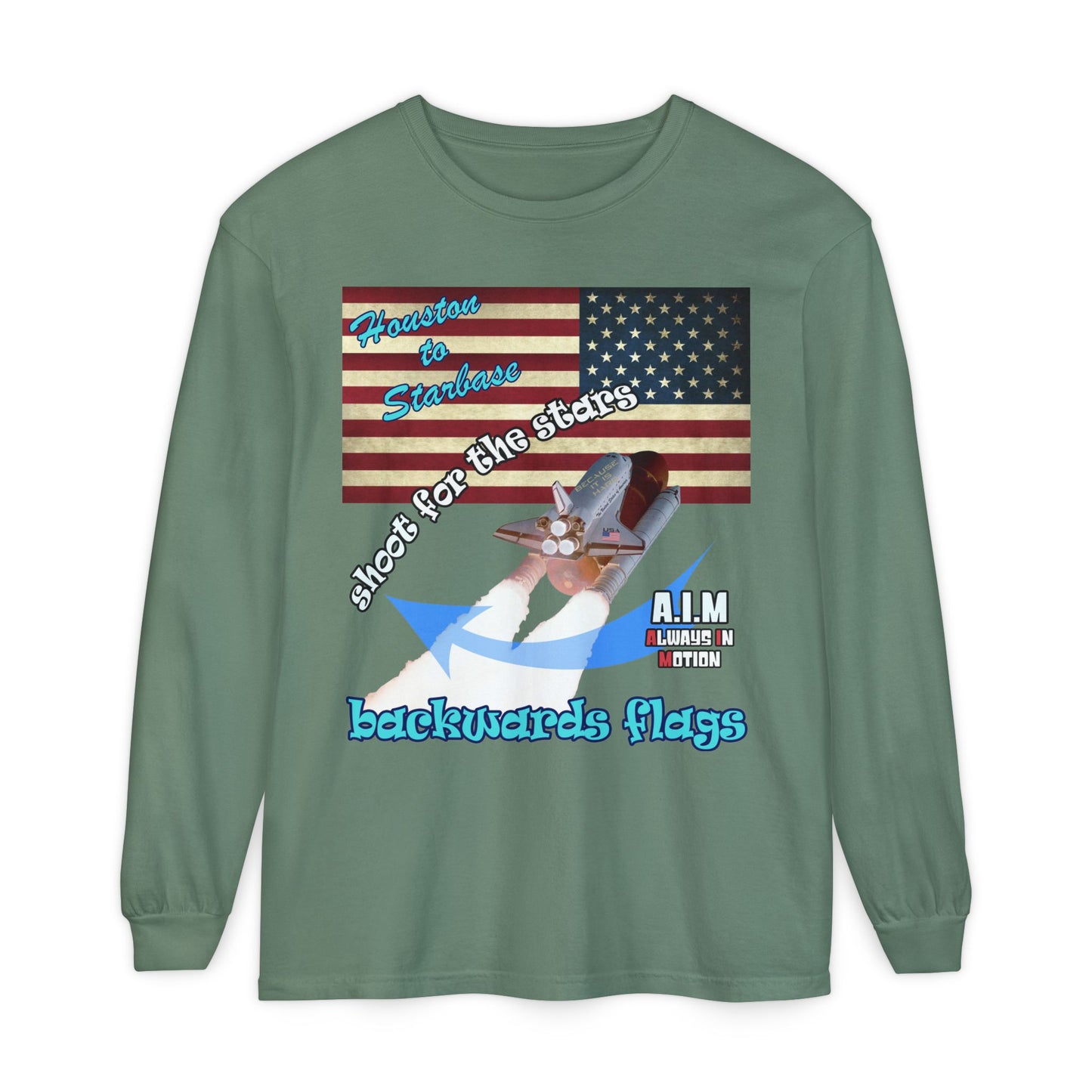 shoot for the stars - Unisex Garment-dyed Long Sleeve T-Shirt