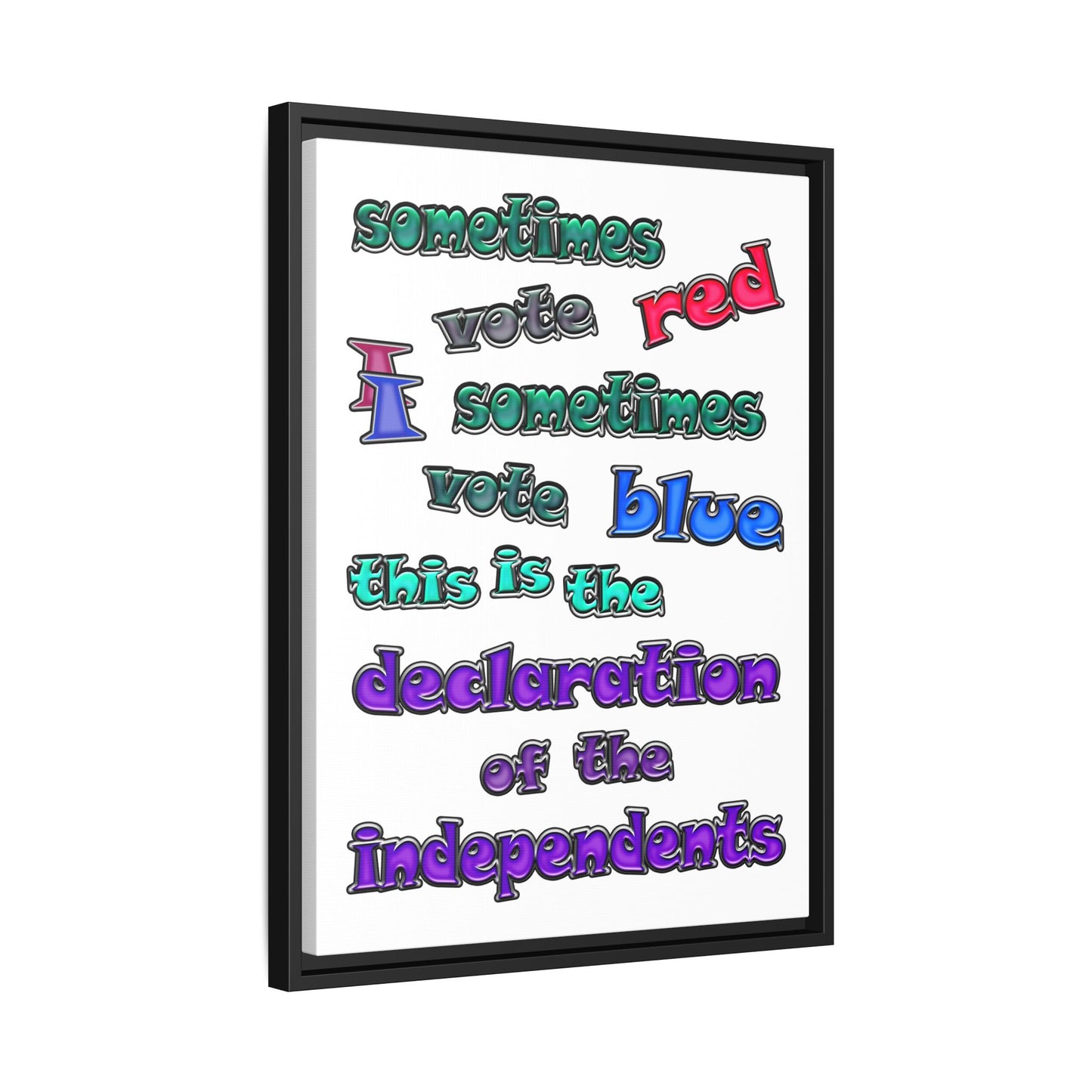 declaration of the independents - framed canvas art (white)