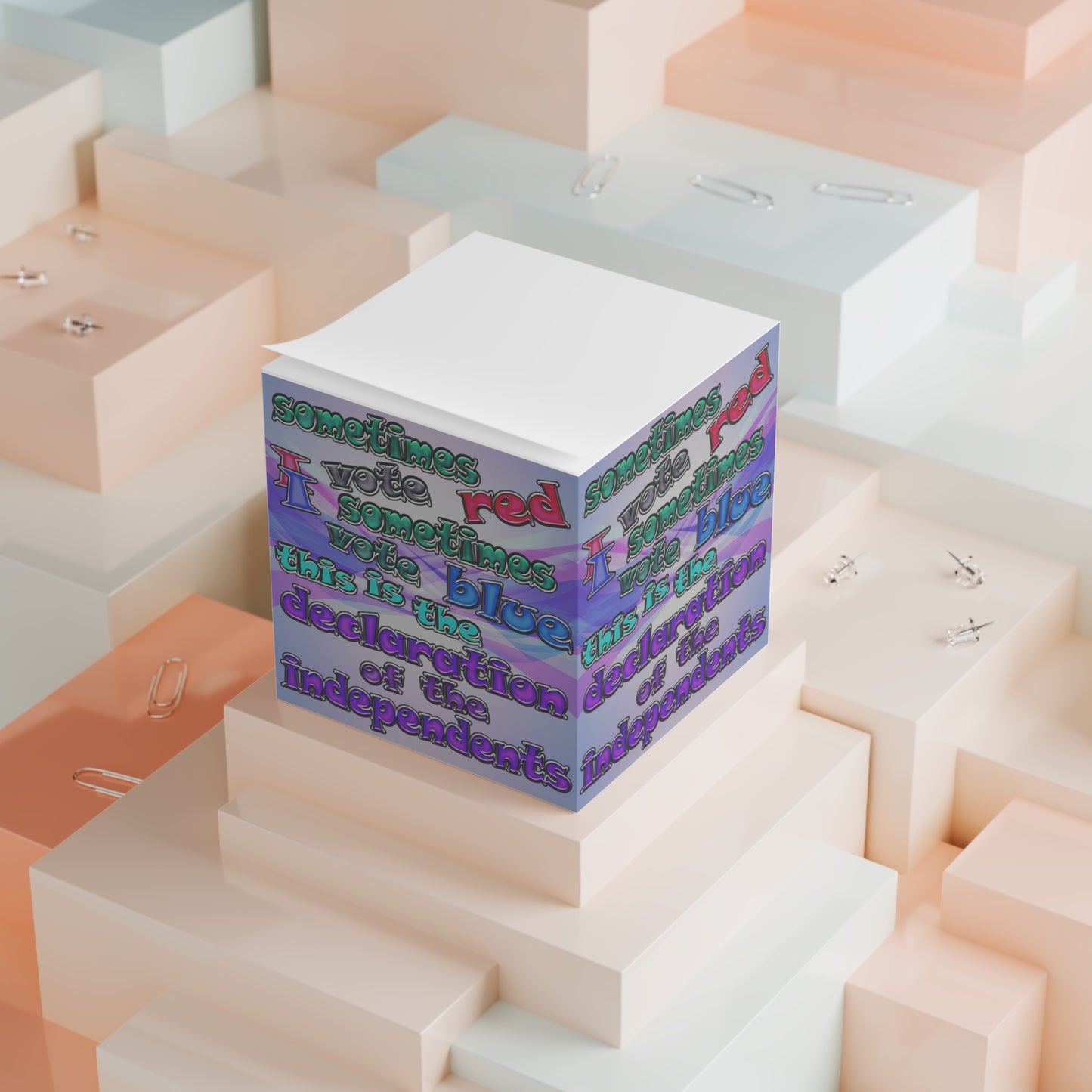 declaration of the independents - note cube (light blue-pink wave)