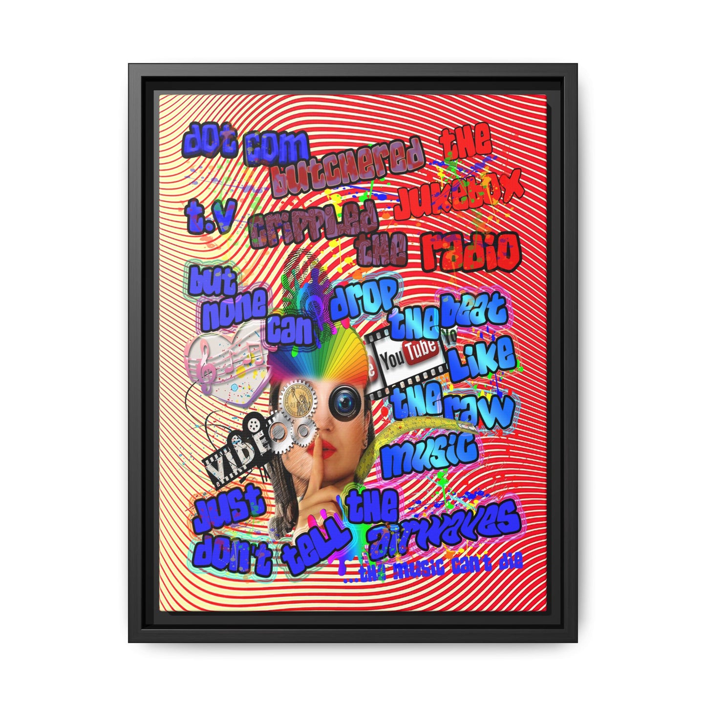 drop the beat - framed canvas art (yellow-orange wave)
