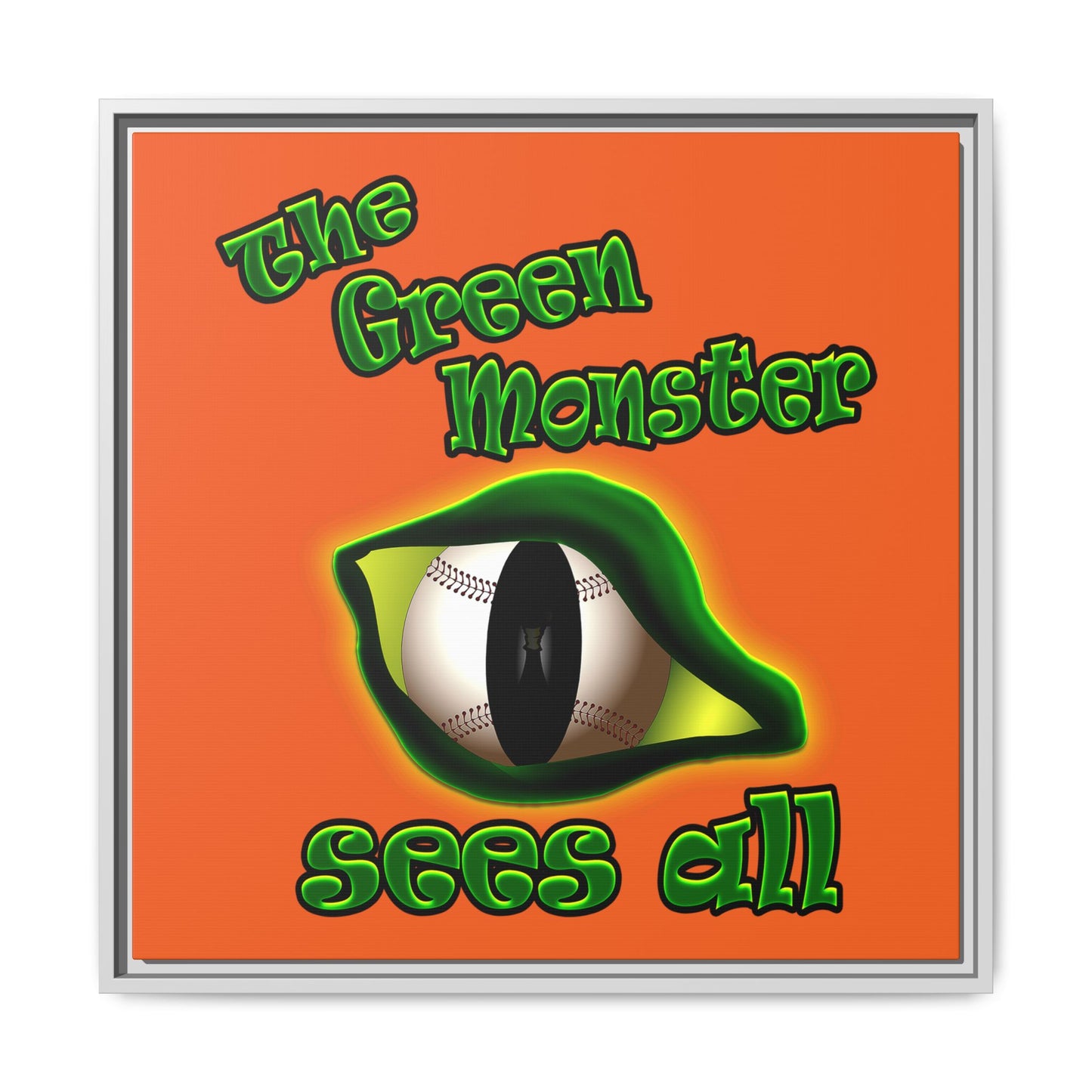 green monster - framed canvas art (orange)