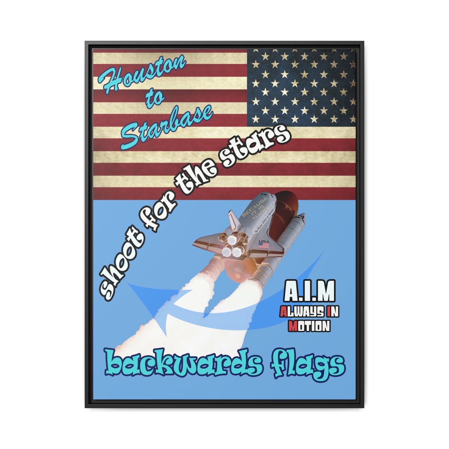 shoot for the stars - framed canvas art (light blue)