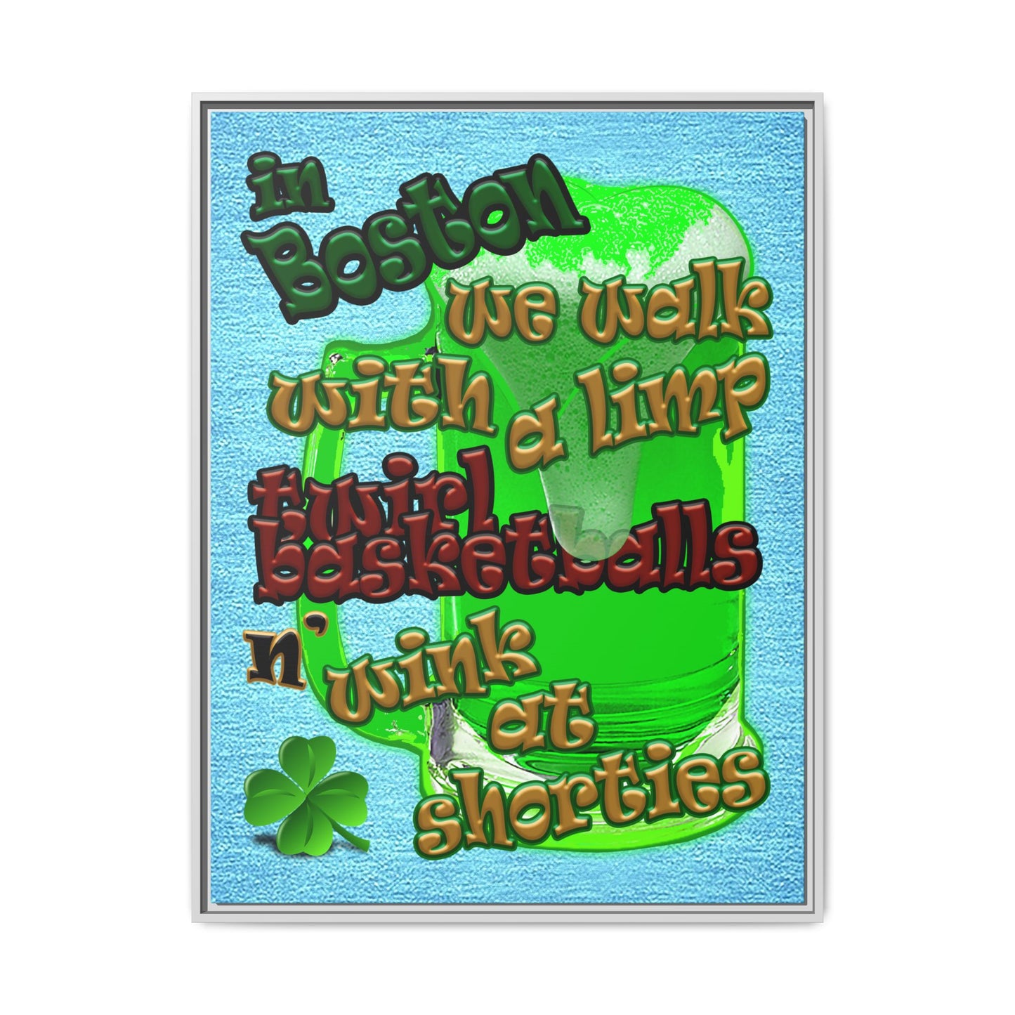 celtics logo - framed canvas art (faded blue)