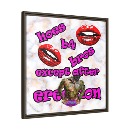 hoes b4 bros - framed canvas art (white marble)