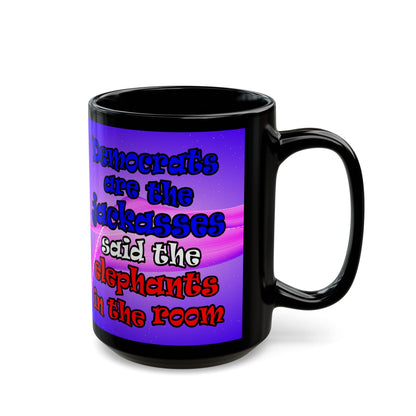 donkeys and elephants - Black Mug (purple-pink wave)