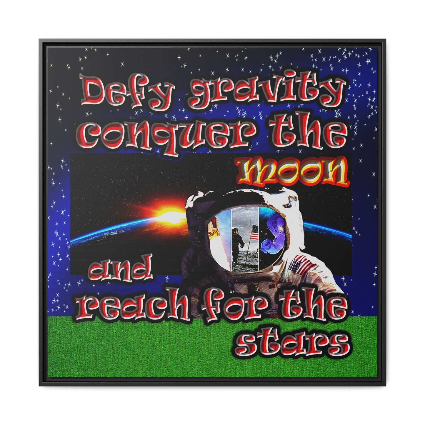 defy conquer reach - framed canvas art ('snoops' background)