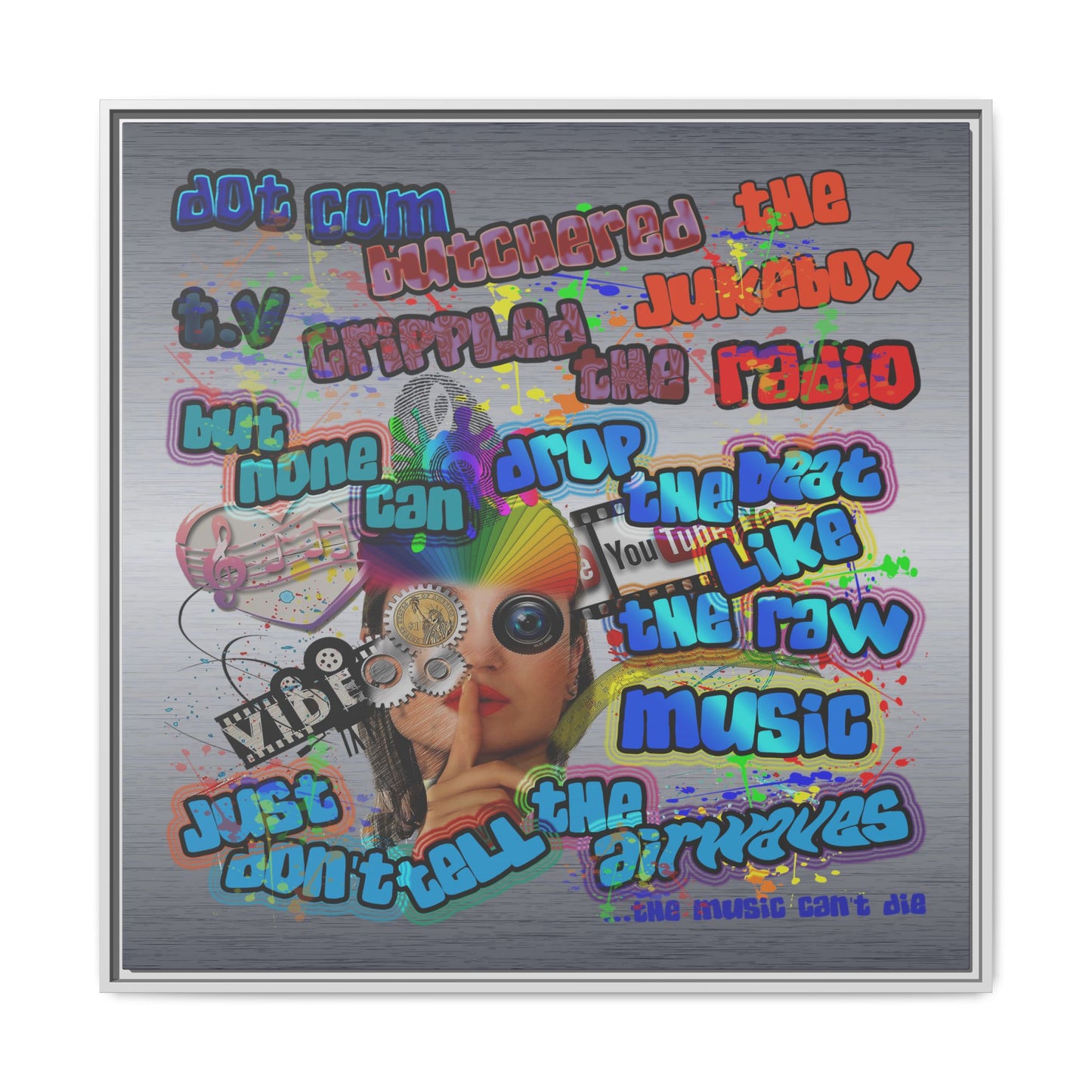 drop the beat - framed canvas art (brushed nickel)