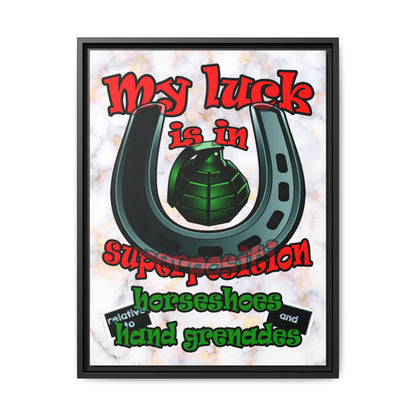 my luck - framed canvas art (white marble)