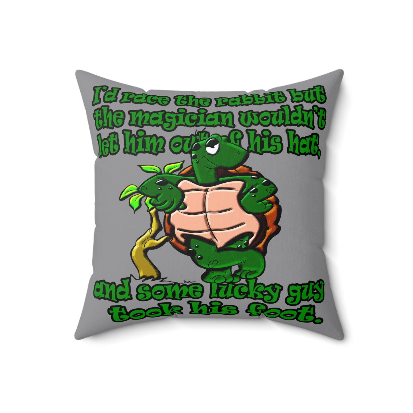 turtle race - Spun Polyester Square Pillow - (grey)