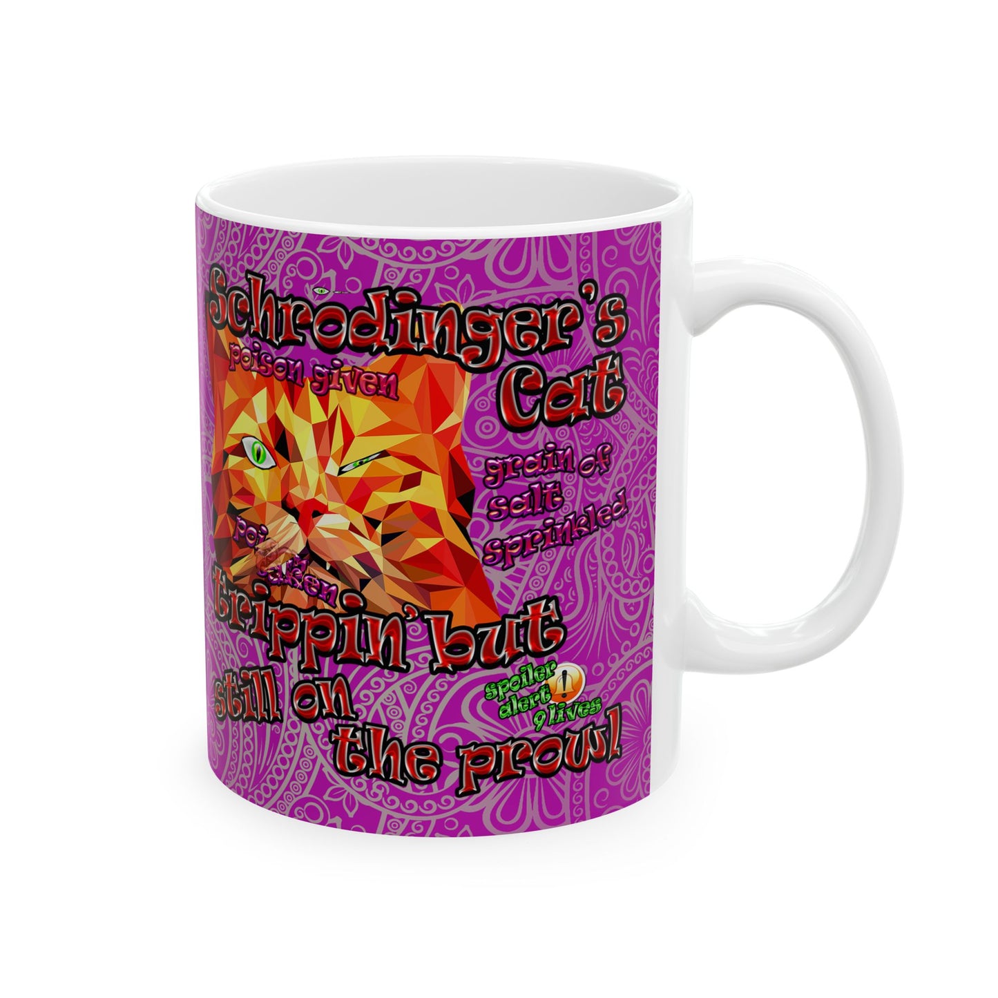 schrodinger's cat - White Mug (pink swirl)