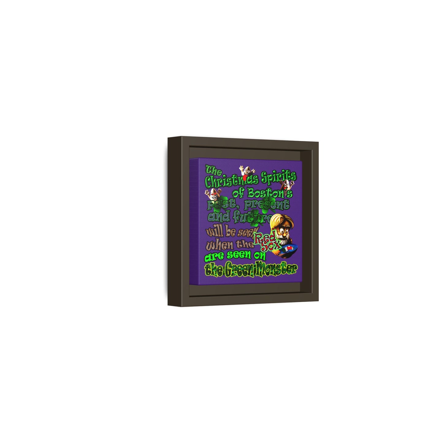 christmas spirits of boston - framed canvas art (purple)
