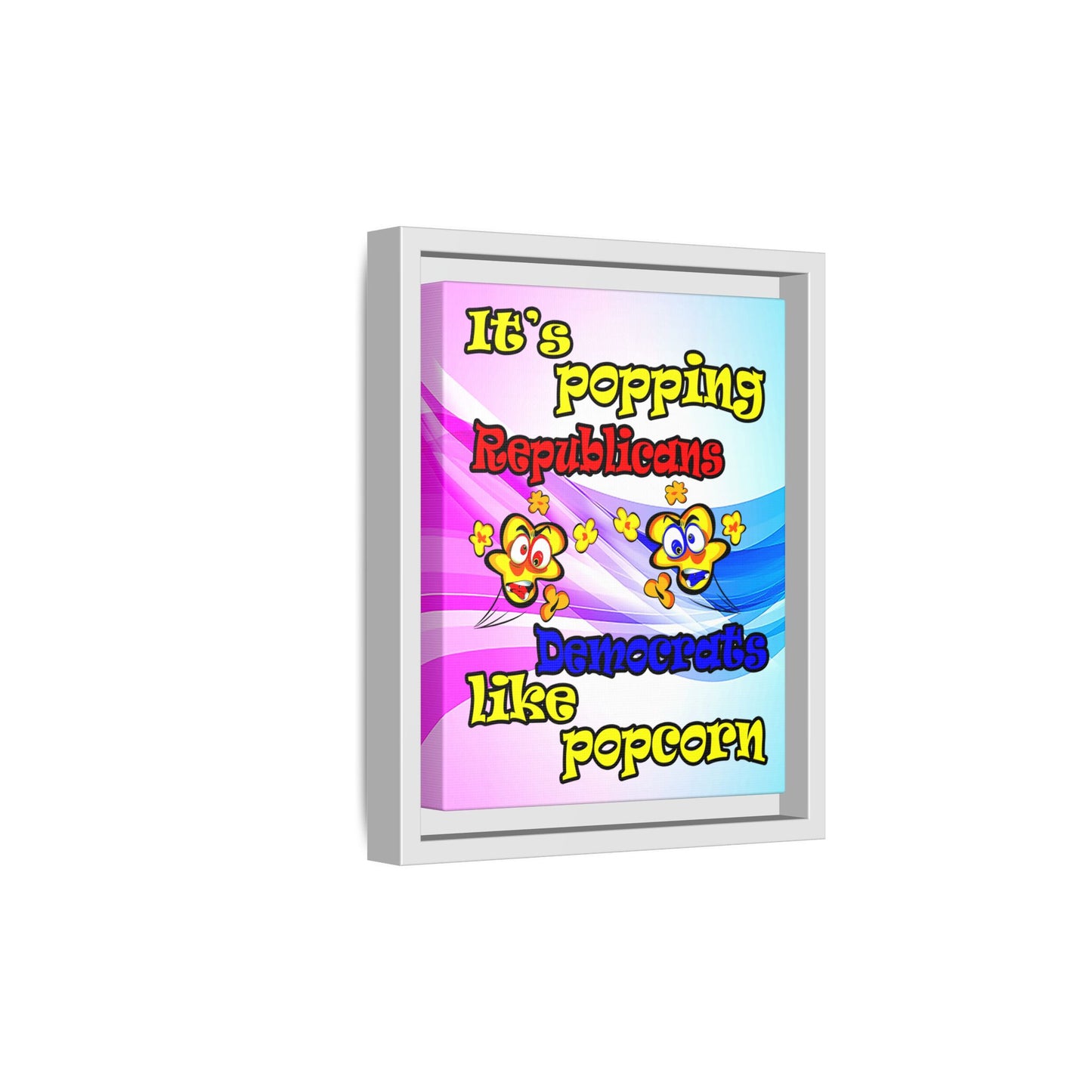 popping like popcorn - framed canvas art (light blue-pink wave)