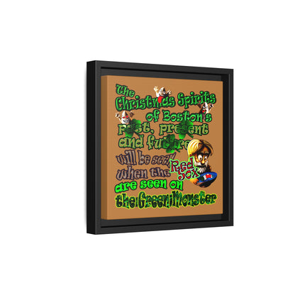 christmas spirits of boston - framed canvas art (light brown)