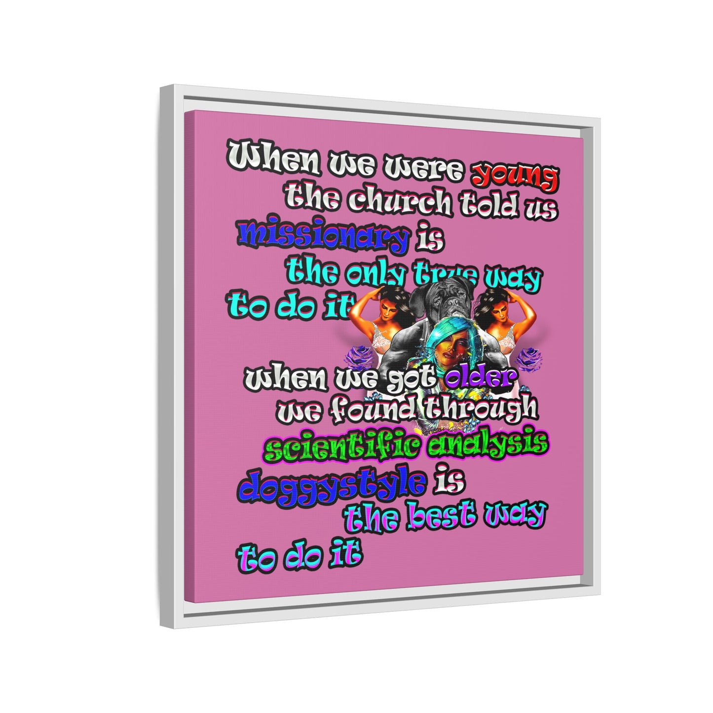 doggystyle - framed canvas art (light pink)