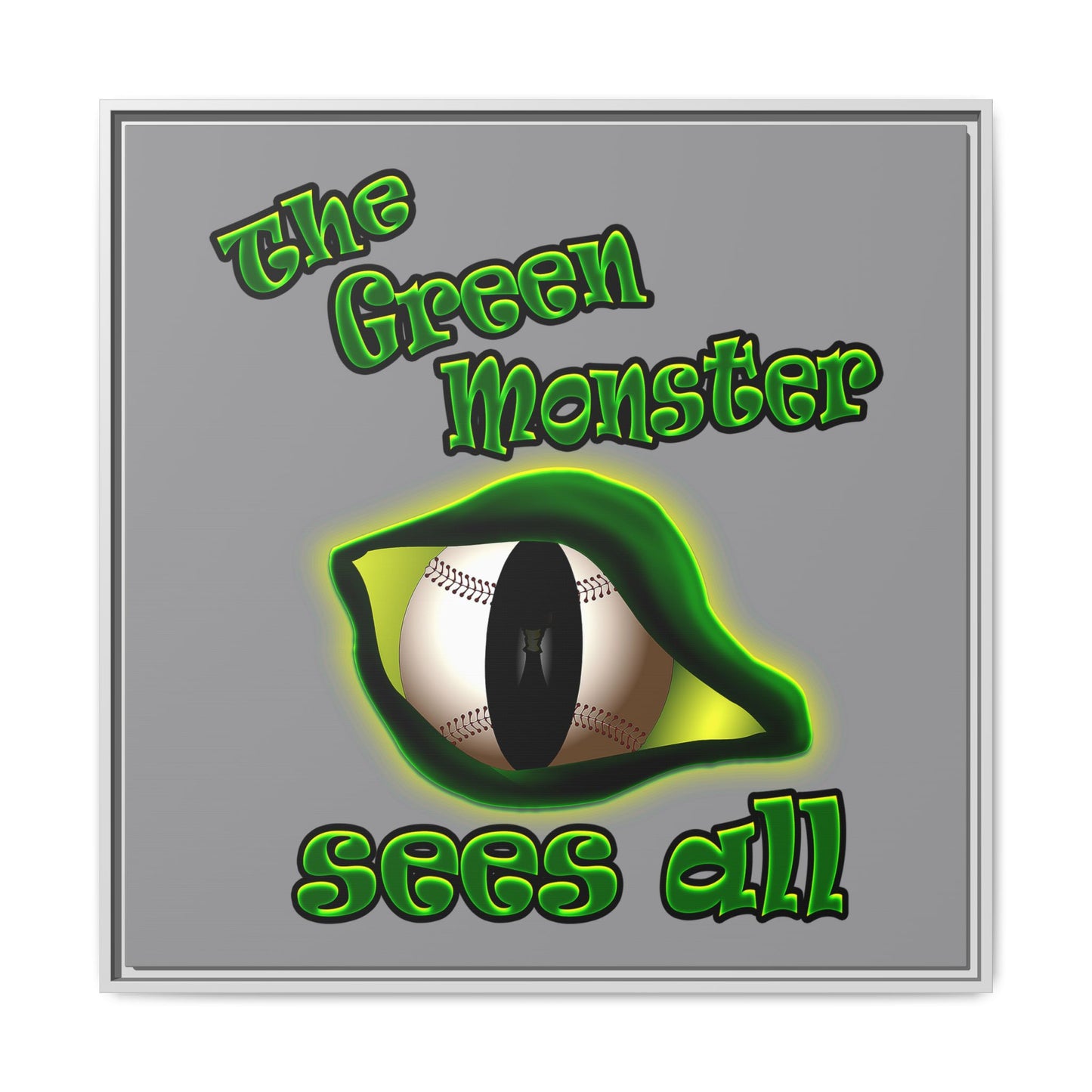 green monster - framed canvas art (grey)