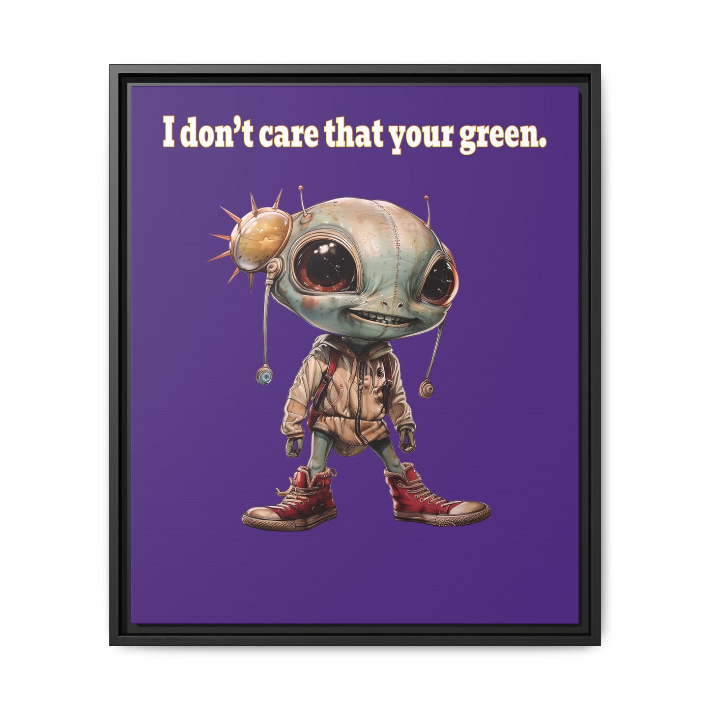I don't care that your green - framed canvas art (purple)