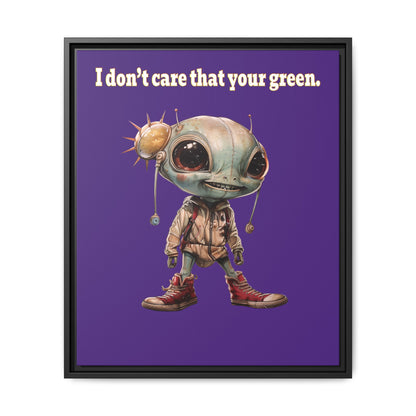 I don't care that your green - framed canvas art (purple)