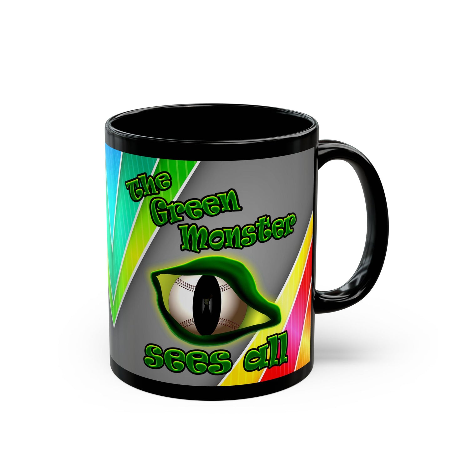 green monster - Black Mug (rainbow split)