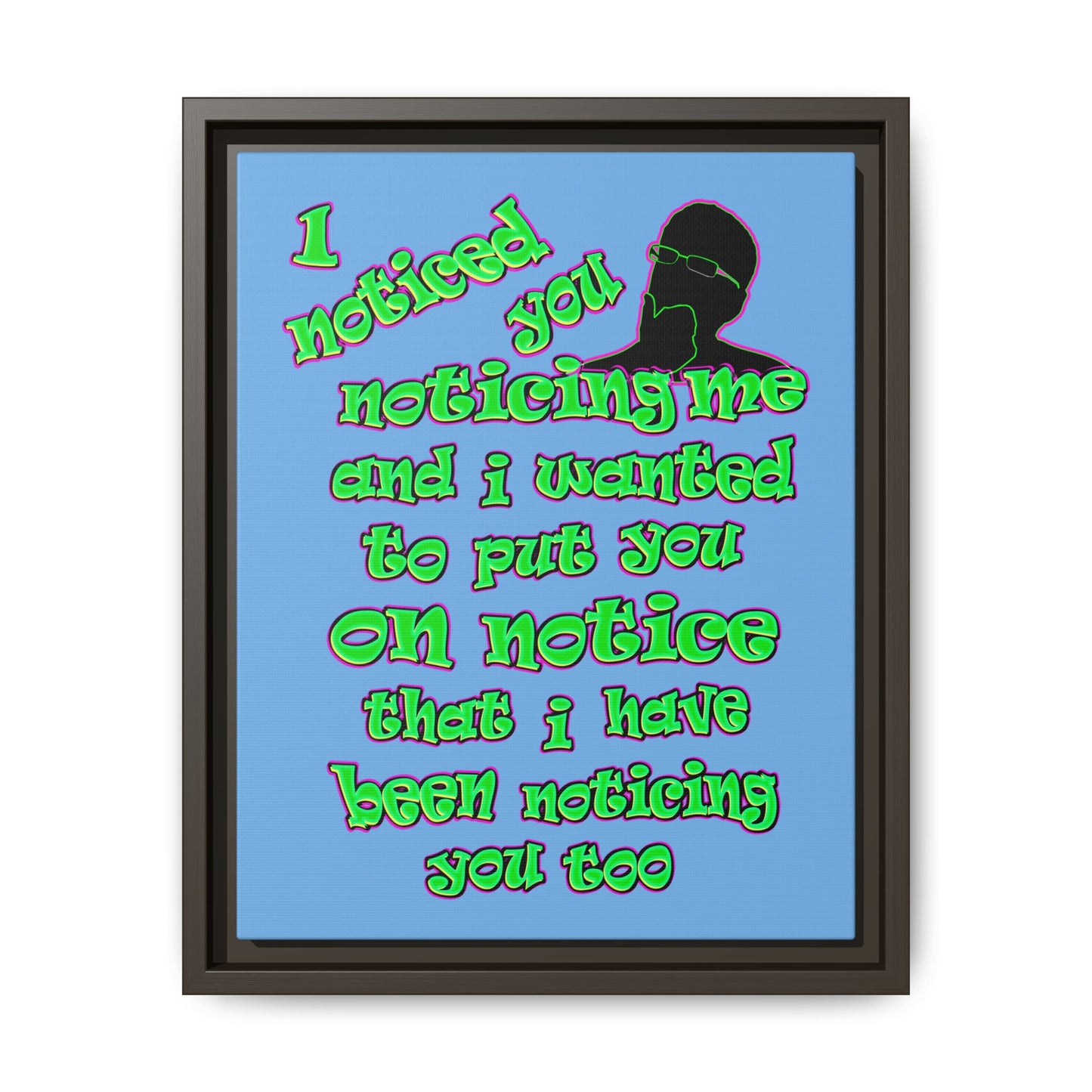 noticed you noticing - framed canvas art (light blue)