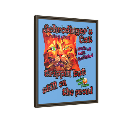 schrodinger's cat - framed canvas art (light blue)